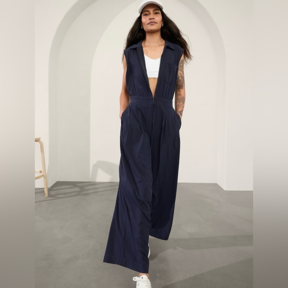 Athleta Brooklyn Heights Navy Wide-Leg Jumpsuit